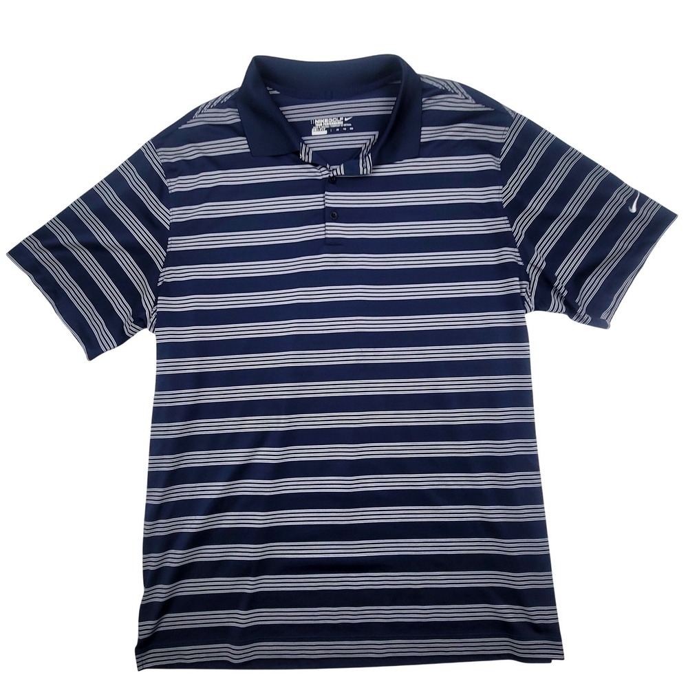 Nike Golf Tour Performance Dri-FIT Polo Shirt Mens XXL Navy Blue Striped